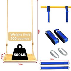 500LBS Waterproof Wooden Swing Seat Hermetic Oil Sealing for Outdoor Indoor, 16″