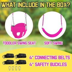 Toddler Swing Set for Outside – High Back Full Bucket Seat with 4 Hanging Str…