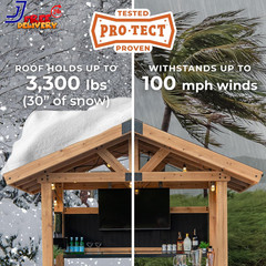 Palisade 9′ X 6′ Cedar Wood Outdoor Bar Set with Galvanized Steel Roof Bar Top