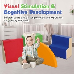 4-Piece Soft PU Leather Toddlers Climbing Toys, Foam Climbing Blocks for Todd…