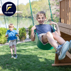 Endeavor Cedar Wood Swing Set with Wave Slide Play Deck Double Rock Wall NEW