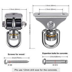 2-Pack Silent Swing Hanger 1000lb Stainless Steel for Hammock Punching Bag