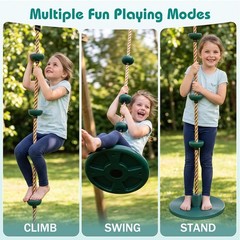 Tree Swing 330LB, Rope & Platform Set with Carabiner, Green