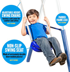 Free N Swing – 7 User / 5 Station Swing Set, Outdoor for Kids with 5′ Slide. Eas