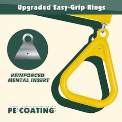 Gym Trapeze Swing Bar Rings 47″ Heavy Duty Chain Swing Set 17″ Yellow