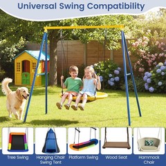 550lbs Metal Swing Sets Backyard Heavy Duty Full Steel Swing Frame A-Frame Swing