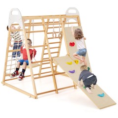 Costway 8-in-1 Jungle Gym Playset, Wooden Climber Play Set w/ Monke