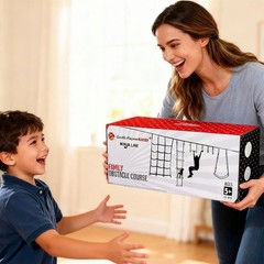 Ninja Warrior Obstacle Course for Kids – 2*56FT Slackline Kit with 8 Obstacle…
