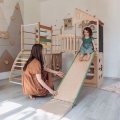 Large Playground Climber Kids Indoor Wooden Playhouse Montessori Morning Light