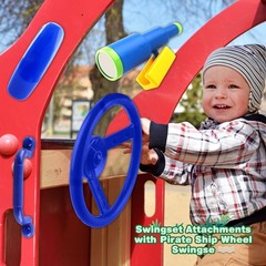 5 Pack Kids Playground Accessories Set Swingset Steering Wheel Plastic Telesc…