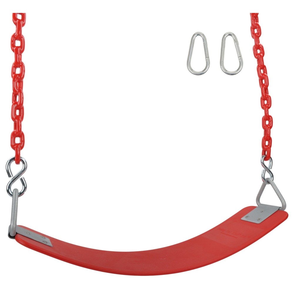 SWING SET STUFF INC COMMERCIAL POLYMER SEAT WITH 5.5 FT COATED CHAIN (RED) 0316