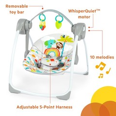 Bright Starts Playful Paradise Portable Compact Automatic Baby Swing Music
