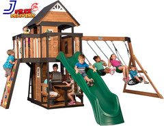 Creek Cedar Wood Swing Set with Wave Slide Clubhouse Play Kitchen Outdoor Playse
