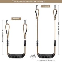 SELEWARE Plastic Swing Seat, Non Slip Tree Swing Set with Adjustable Rope and…