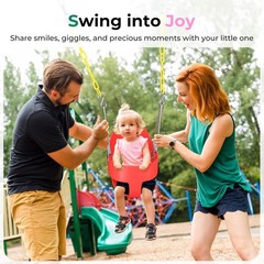 330lb Outdoor Toddler Swing High Back Full Bucket Seat Backyard Garden Red