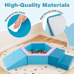 3 PCS Baby Foam Climbing Blocks w/Ball Pit Triangle Stair 100 Ocean Balls