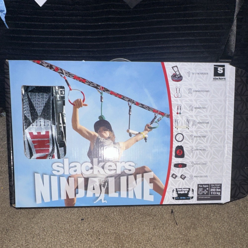 Slackers NinjaLine Outdoor Backyard Ninja Obstacle Course Kit, Ages 5+
