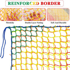 Climbing Cargo Net, 6.5′ X 9.8′ Double Layers Playground Safety Net, Kids Backya