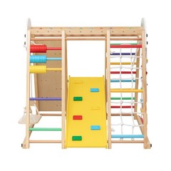 9in1 Foldable Kids Climbing Frame & Slide Wooden Toddler Ages 3+ 176LBS Capacity
