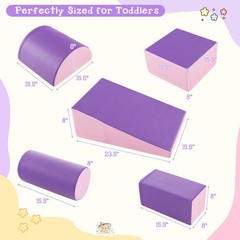 5-Piece Kids Climb Crawl Activity Playset Purple Indoor Foam Block Safe Soft