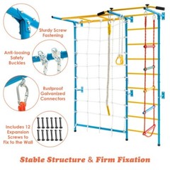 7 In 1 Indoor Climb Playground Activity Wall Set Home Gym Wall Ladder Gift Kids