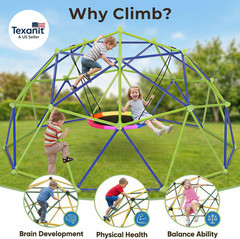 10FT Climbing Dome with Saucer Swing, Outdoor Dome Climber Supports 1000LBS, Rus