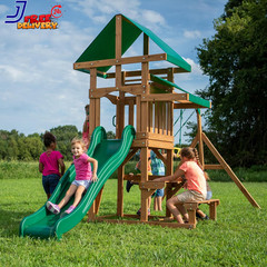 Belmont Cedar Wood Swing Set with Wave Slide Rock Wall Ladder Outdoor Playset