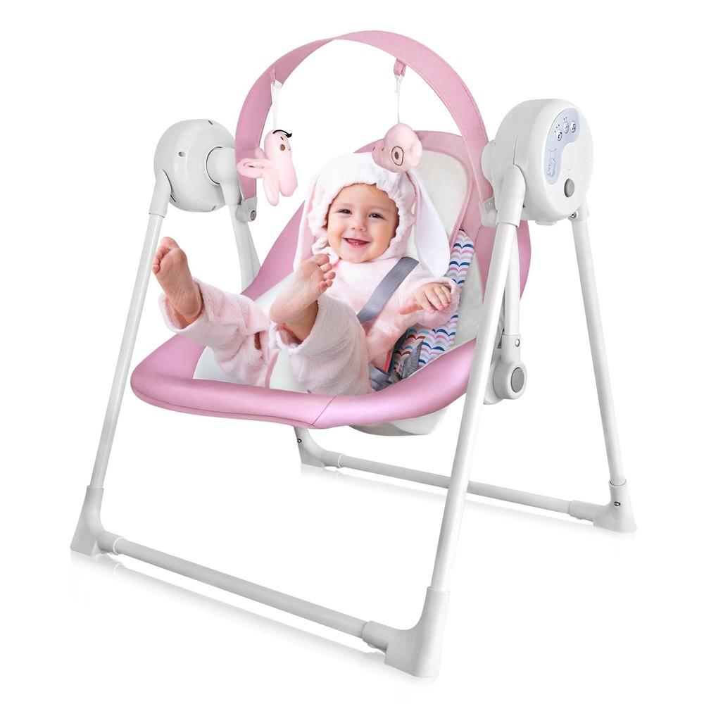 Baby Swing SpaceSaver Ultra-Compact Foldable Infant Swing (Fits in 5.3″ Gaps!…