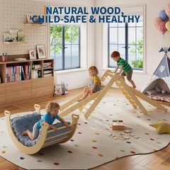 8-in-1 Pikler Triangle Climbing Set, Foldable Baby Climbing Toys Wooden Climbing