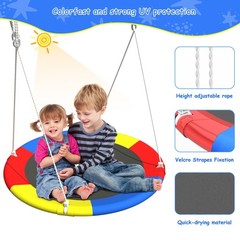 Saucer And Belt Kids Swing Set Outdoor Play Toy For Ages 4-8 Playground Backyard