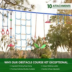 Ninja Obstacle Course for Kids Backyard – 10 Durable 1x60FT + 10 attachments