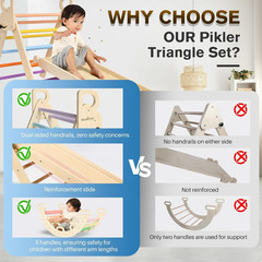 Pikler Triangle Set 7In1 Foldable Baby Climbing Toys Wooden Montessori Climbing