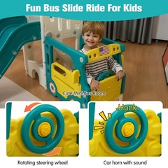 9 In 1 Toddler Slide, Kids Slide with Climber Playset, Indoor Outdoor Playground