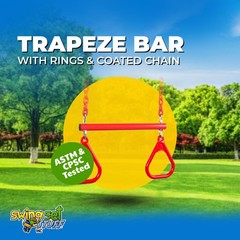 SWING SET STUFF TRAPEZE WITH RINGS AND COATED CHAIN RED playground bar fort 0107