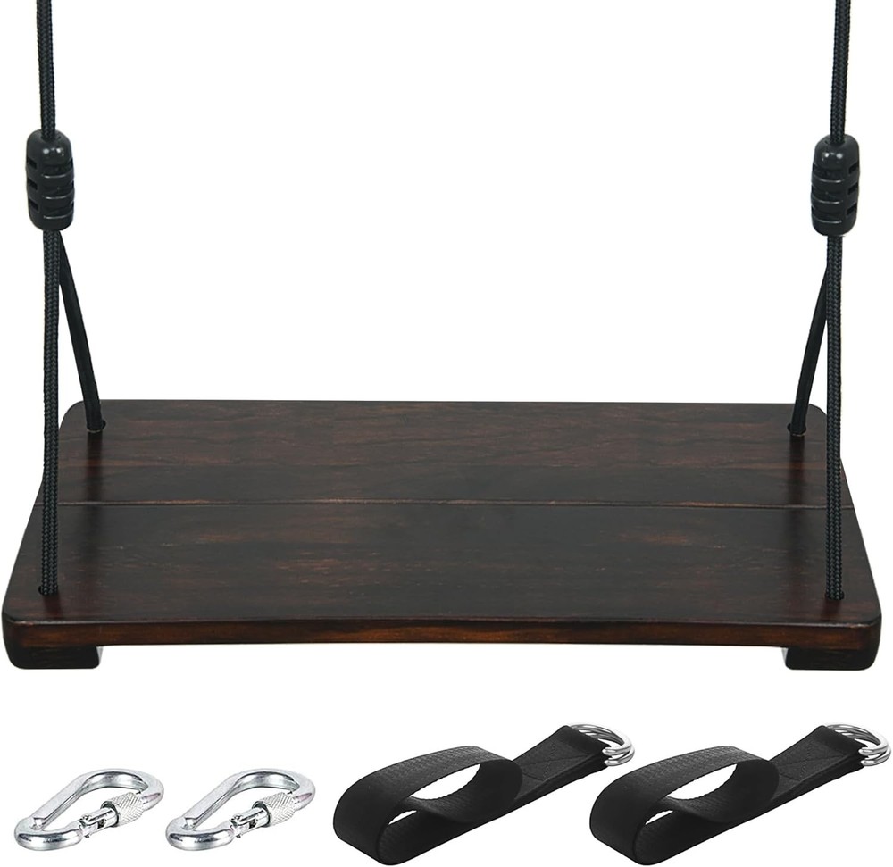 Wooden Swing Seat, Outdoor Swing Set Accessories for Backyard, Height Adjusta…