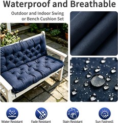 Porch Swing Cushions 60x40x4.7 Inch, 2-3 Seaters Swing Cushions for Outdoor Furn