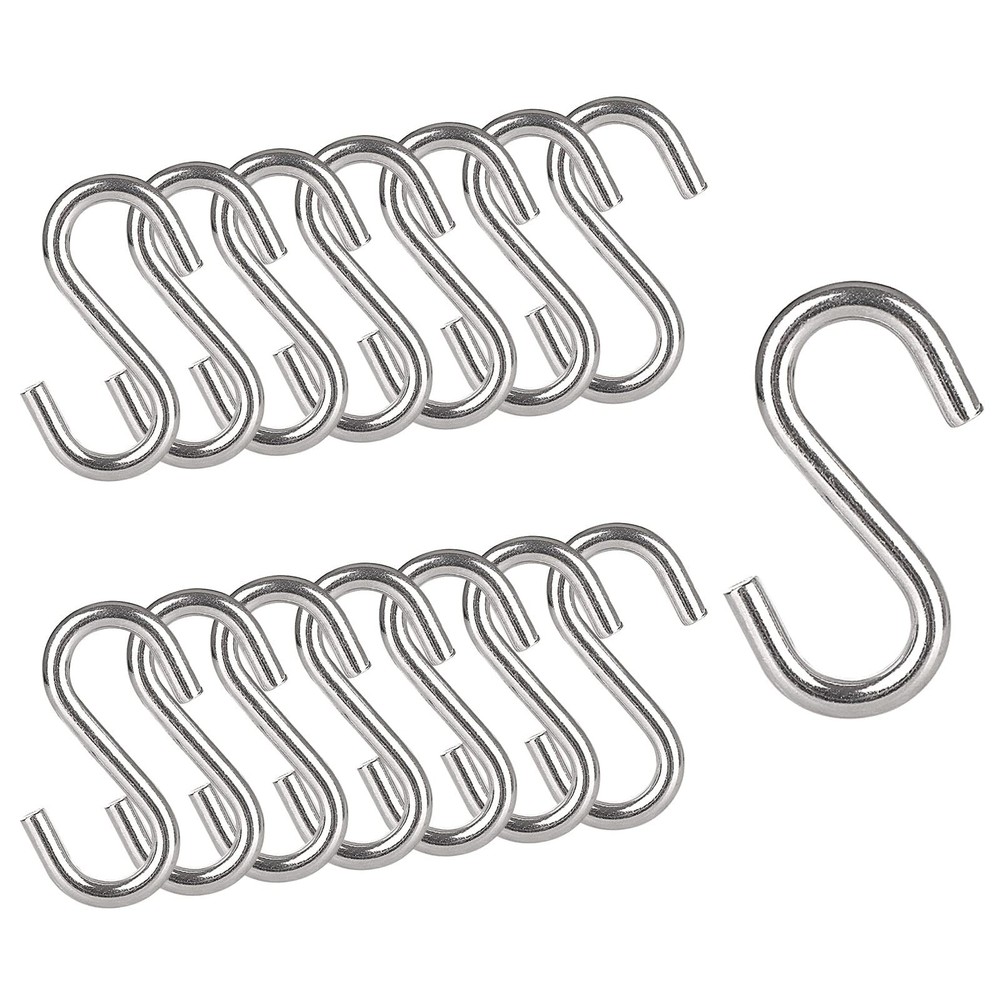 15 PCS 304 Stainless Steel S Hooks 3.2 Inch 5/16 Inch Thick Heavy Duty S Hook…