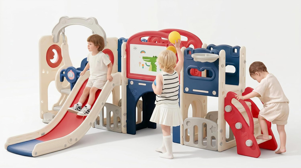 Toddler Playsets Slide for Backyard Indoor 12-In-1 | Swing Set Outdoor Freestand