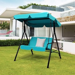 2 Person Turquoise Outdoor Swing with Canopy
