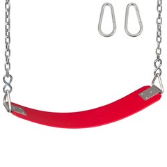 SWING SET STUFF COMMERCIAL POLYMER BELT SEAT RED WITH CHAINS AND HOOKS fort 0129