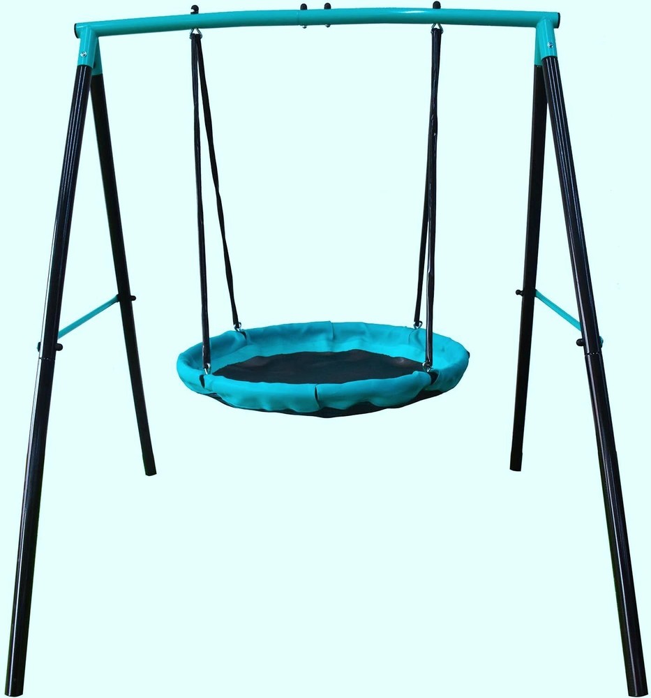 2 Person UFO Swing Set Kids Toddlers Outdoor Yard Fun Play Sturdy Safe Equipment