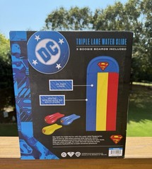 BRAND NEW DC Superman 20ft Triple Lane Water Slide With 3 Boogie Boards