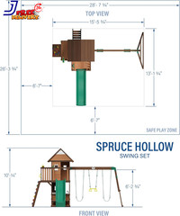 Backyard Discovery Spruce Hollow Spruce Wood Swing Set W/Wave Slide Clubhouse