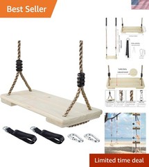 Wooden Swing Seat, Nostalgic Outdoor Wood Swing for Kids , Tree Straps Set Ac…
