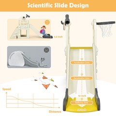 6-In-1 Large Slide for Kids Toddler Climber Slide Playset w/ Basketball Hoop
