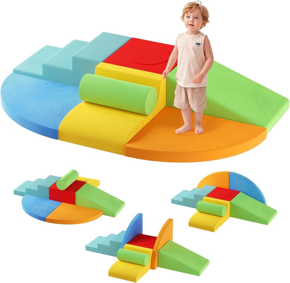 Large 8-Piece Foam Climbing Blocks for Toddlers, Baby Climbing Blocks, Soft P…
