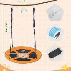 40” Saucer Tree Swing for Kids, Flying Saucer Swing with 2 Carabiners, Adjust…