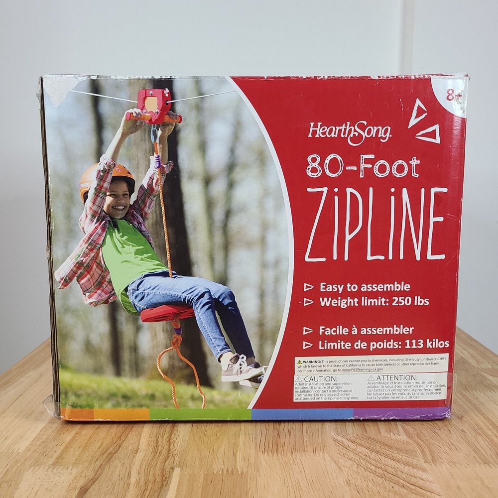 HearthSong 80-Foot 80FT Red Galvanized Steel Backyard Zipline Kit 732716