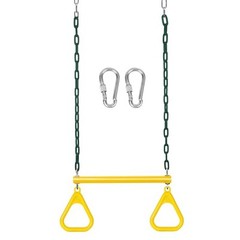 Gym Trapeze Swing Bar Rings 47″ Heavy Duty Chain Swing Set 17″ Yellow