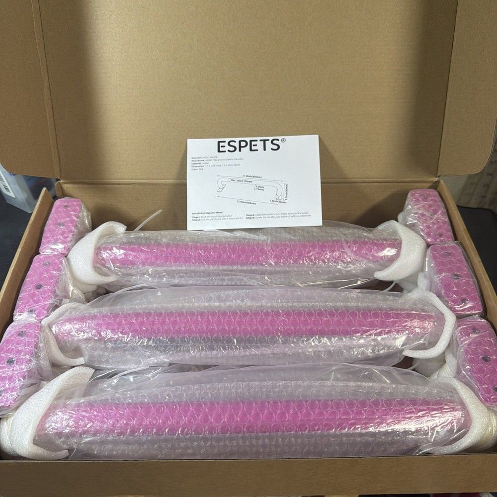 NEW! Espets 17 Inch Pink Metal Safety Handles Playground 6 Pack Monkey Bars USA!